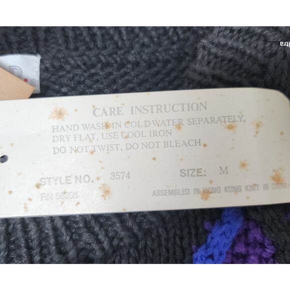 NWT Claudia D VTG Diamond Patchwork Color Block Knit Oversized Sweater W Med - Picture 13 of 14